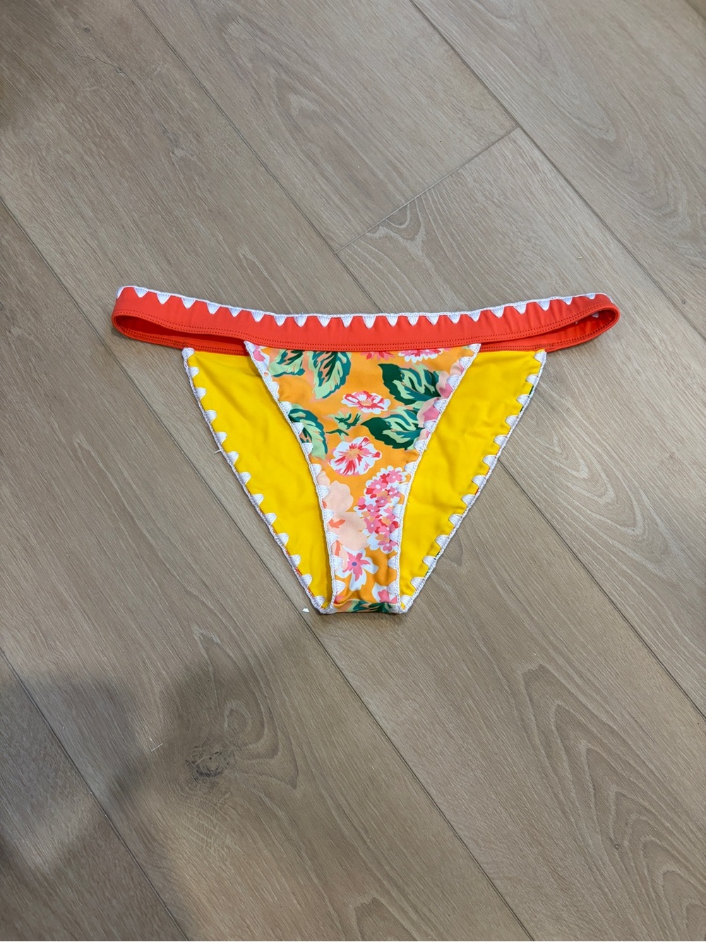 Lovers + Friends Floral Bikini Bottom Yellow Orange Size M
